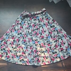 Silhouette Pink and Blue Maxi A-Line Skirt with Tie Front